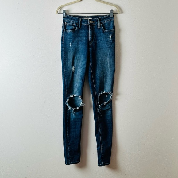 Levi’s 721 skinny high waisted jeans distressed - Picture 5 of 9